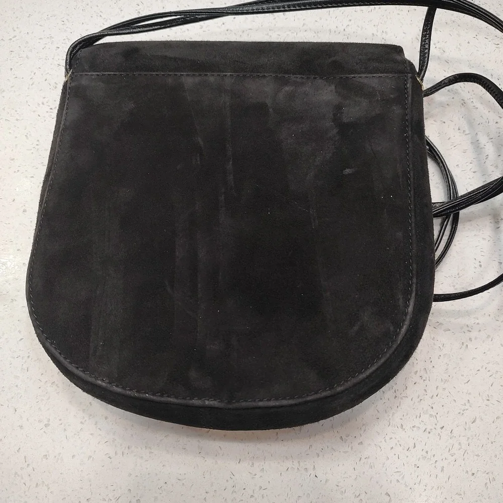 VTG Rodo Italy Black Suede‎ Evening Shoulder Bag Crossbody Purse Beaded Metallic